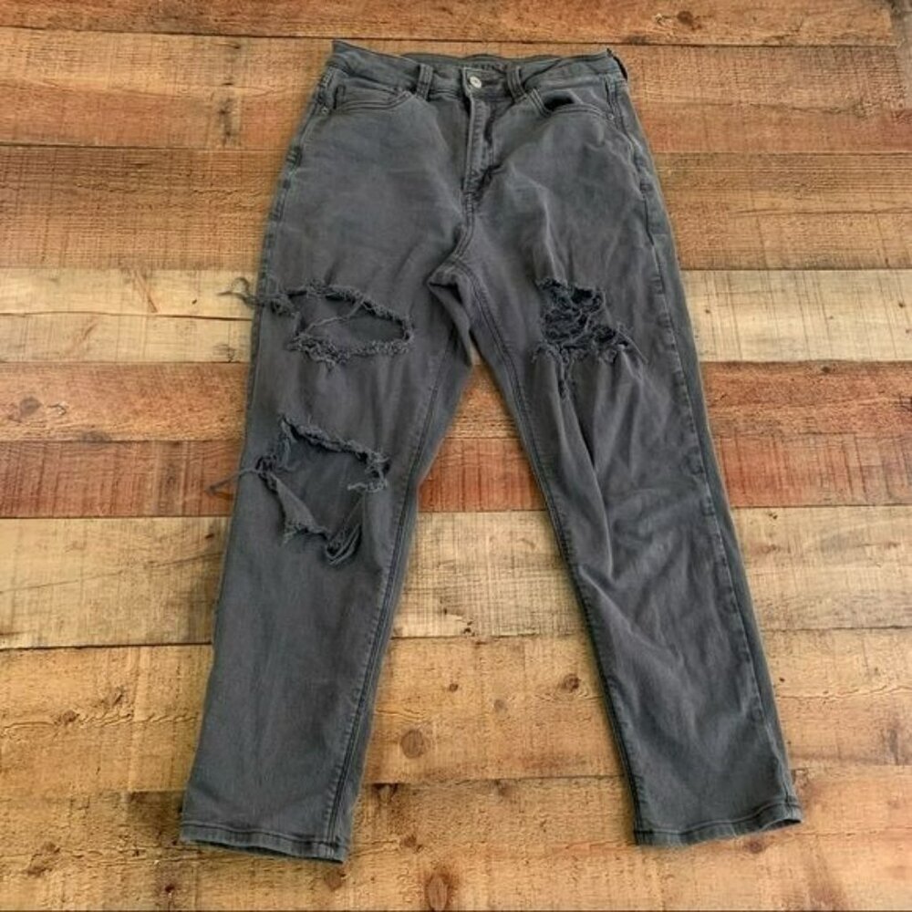 American eagle womens gray distressed skinny jeans - 4 short